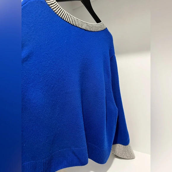 Summersalt Coziest Cashmere Royal blue Crew Sweater black/white accents size 1XL - Picture 7 of 10